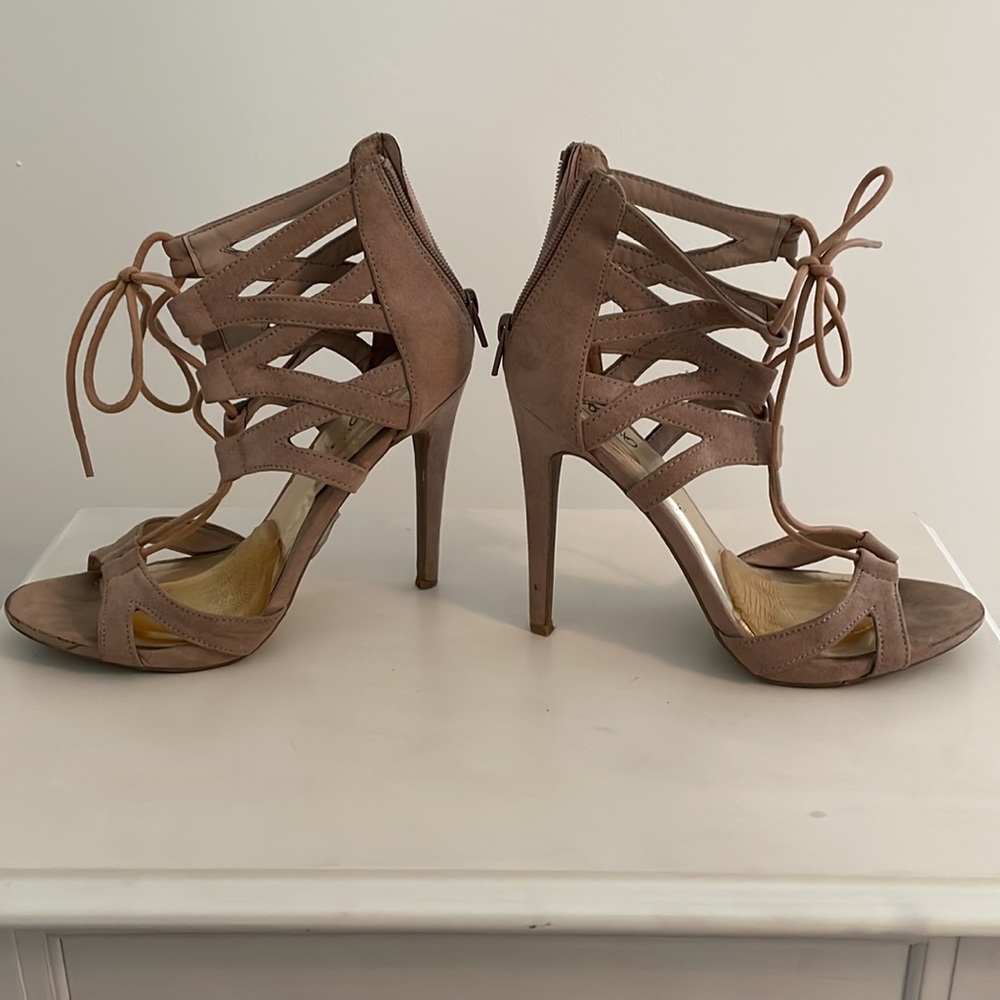 Strappy lace up stiletto heels